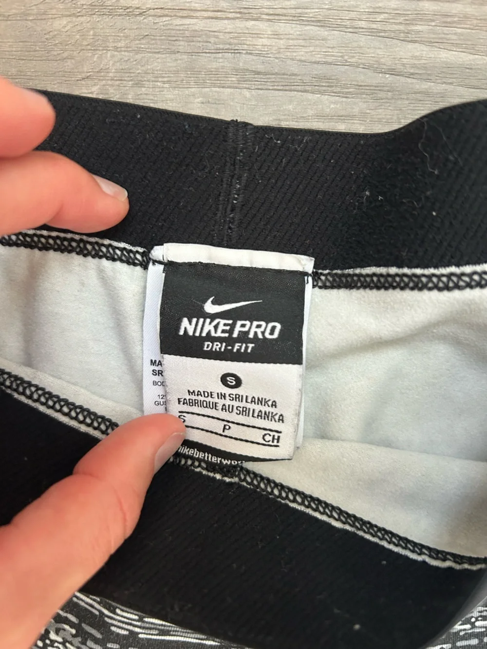 Nike Pro Women's Black and Gray Striped Compression Leggings